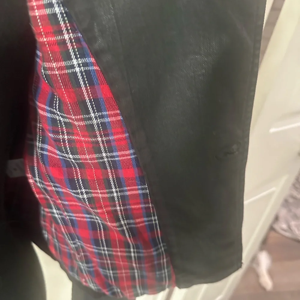 Black Moto Jacket with Asymmetrical Zipper - Picture 2 of 5